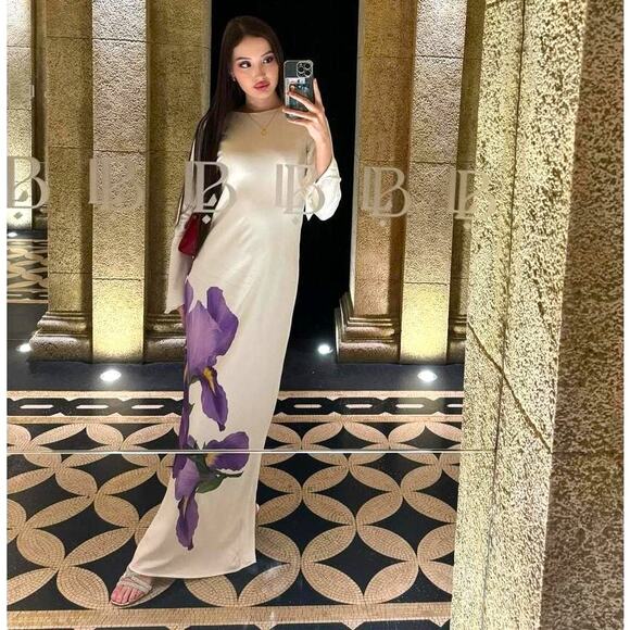 MANGO Ecru Floral Maxi Dress NWT | Purple Flower Print | Blogger Favorite - Picture 8 of 16